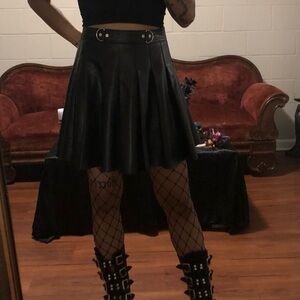 Black Pleated Skater Skirt